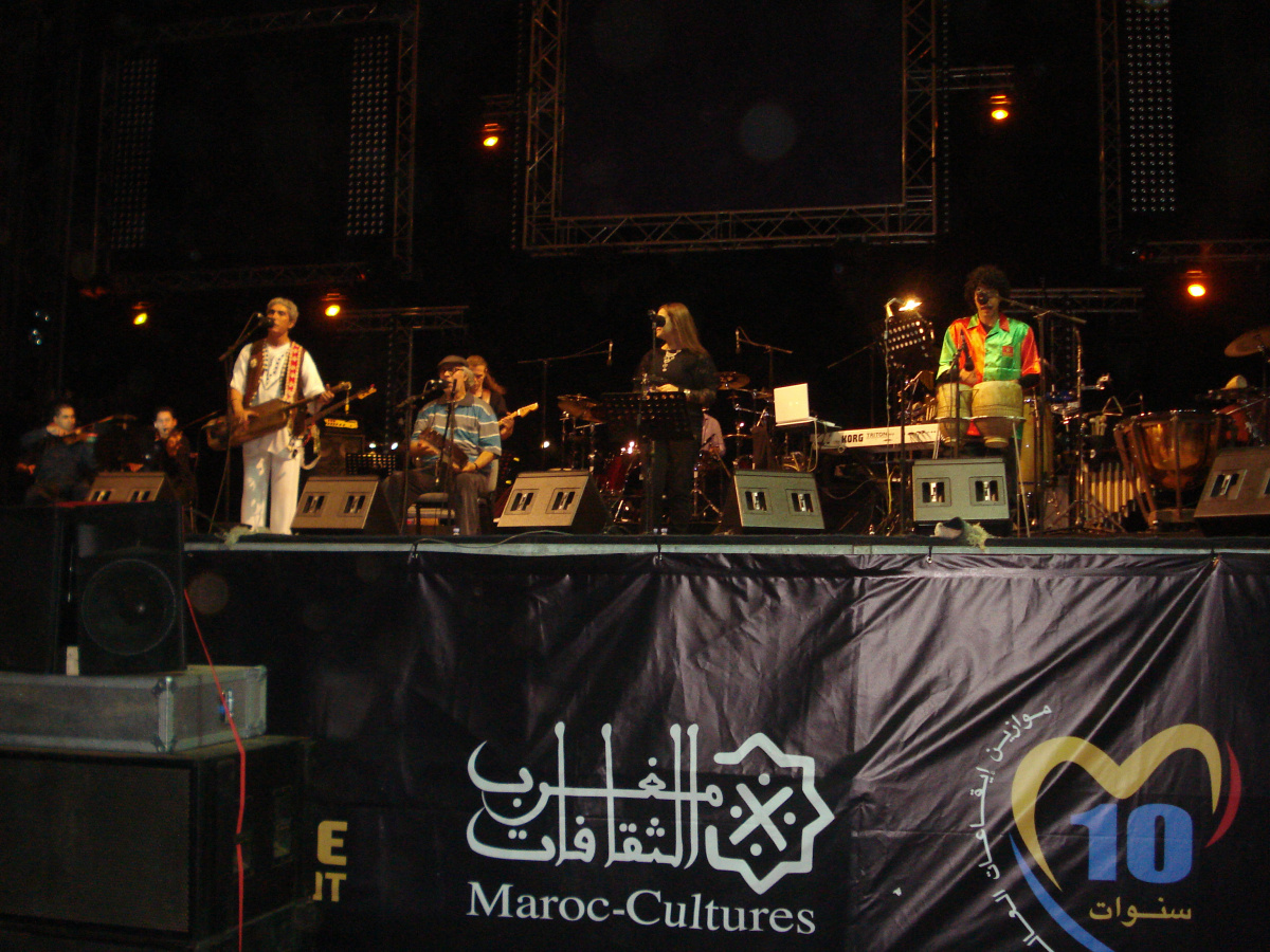 Moroccan band Nass El Ghiwane joined with Algerian and American artists at Mawazine Festival (photo: Magharebia/Wikimedia).
