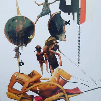 Felix Laband: Collage art from the exhibition «Occupying a Fatuous State of Severity» at TMRW gallery, Johannesburg, South Africa (photo: Felix Laband)