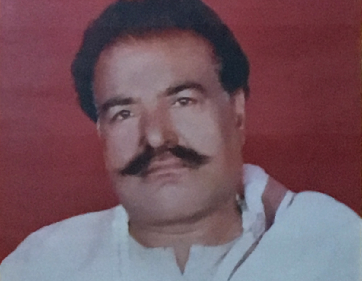 Photograph of a photo of Sohan Lal (photo: Chris McGuinness)