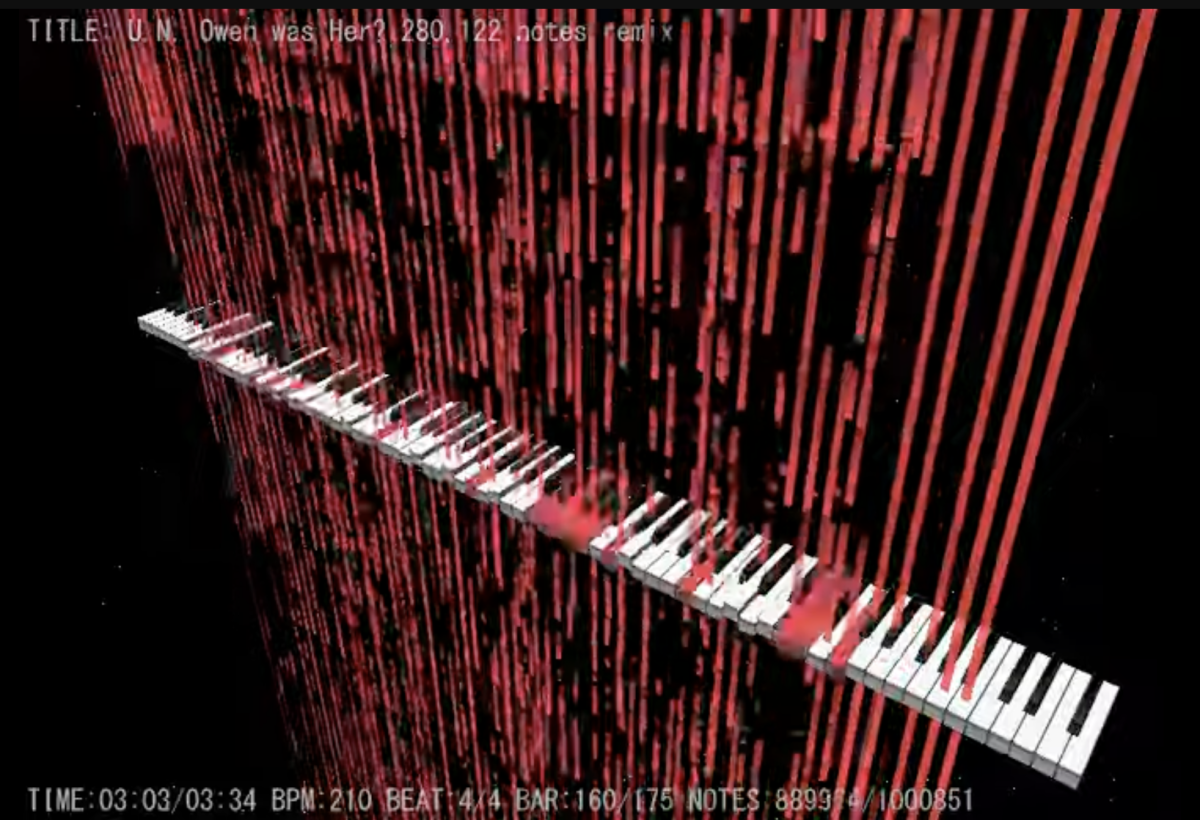 Screenshot from: «[Black MIDI] MIDITrail - Touhou 6: Last Brutal Sister Flandre Scarlet 1 Million», uploaded to YouTube.