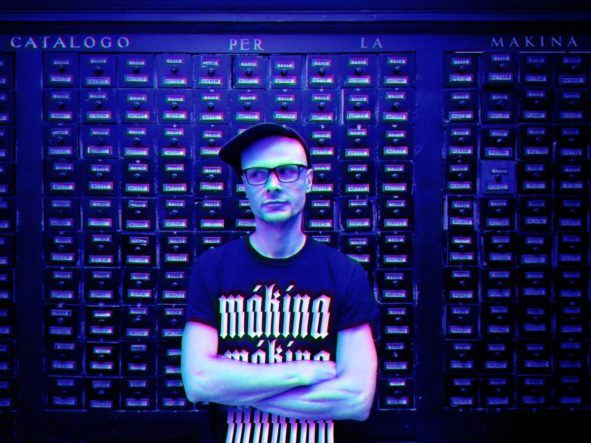 DJ Balli at the Biblioteca dell’Archiginnasio in Bologna (photo: B. & C. Achermann; additional design by Marina Benetti).