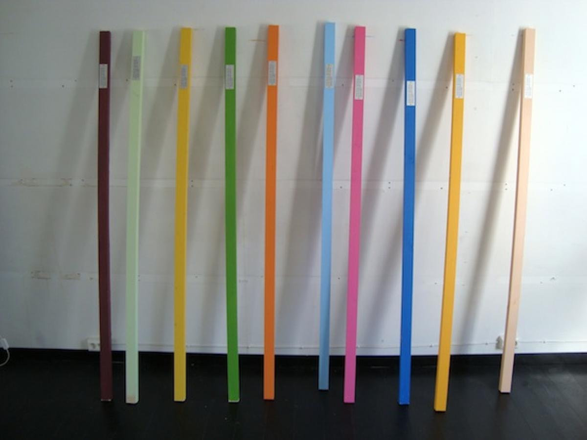 Sticks from «Diary of a stranger», as part of Manual for a construction of a sound as a device to elaborate social connection, Atelier Nord, Oslo (photo: Brandon LaBelle)