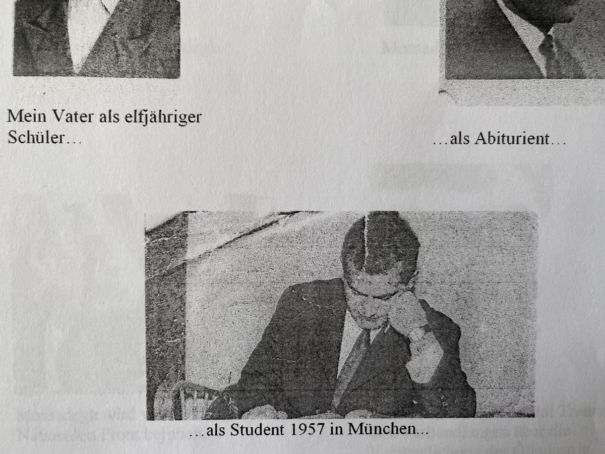 Picture taken from Reza Askari’s school paper on his father’s life in the context of Iranian history. The pictures show his father over the course of his life (photo: Reza Askari).