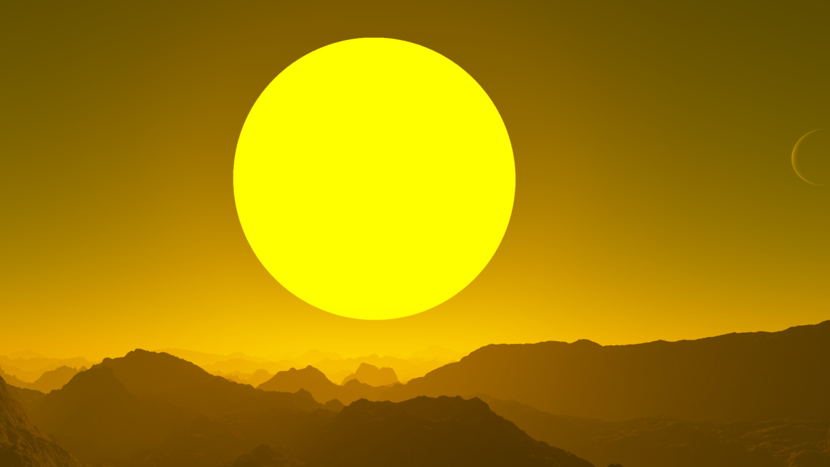 Artist's impression of the Earth in 6,4 billion years when the Sun exhausted its hydrogen fuel and began evolving into a red giant (photo: Юрий Д.К./Wikimedia).