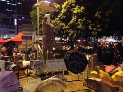 Umbrella Man, one of many artworks on the streets (photo: Winnie Lau)