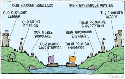 «Our Blessed Homeland» (Cartoon by Tom Gauld for Guardian Review)