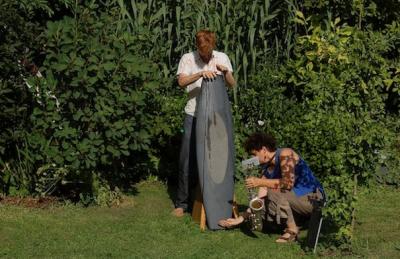 Benjamin Brodbeck und Co Streiff von Ton&Tal: Kapuziner – Eine Klangaktion im Garten des Kulturklosters und auf Altdorfer Türmen (photo: Theresa Beyer)